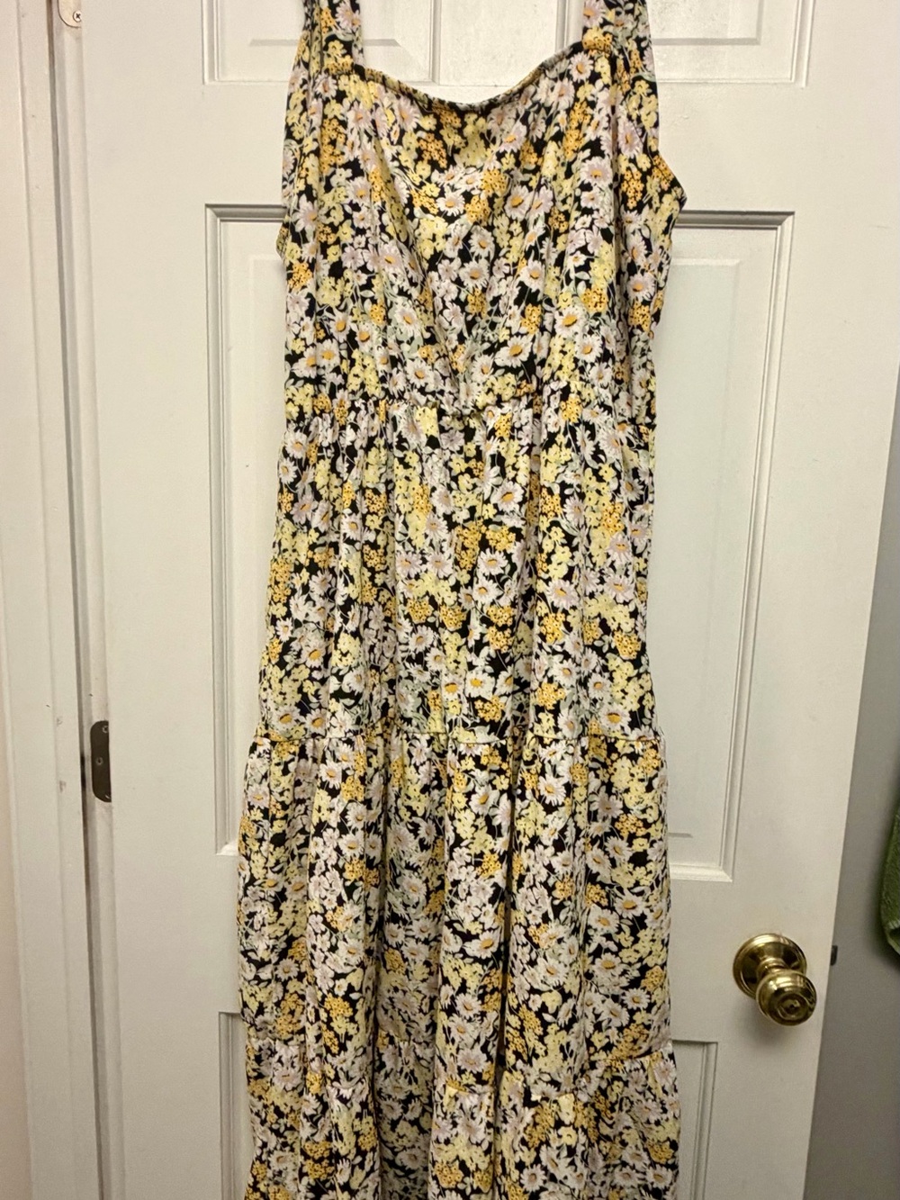 Sanctuary Black, Yellow, Green Floral Smocked Dress